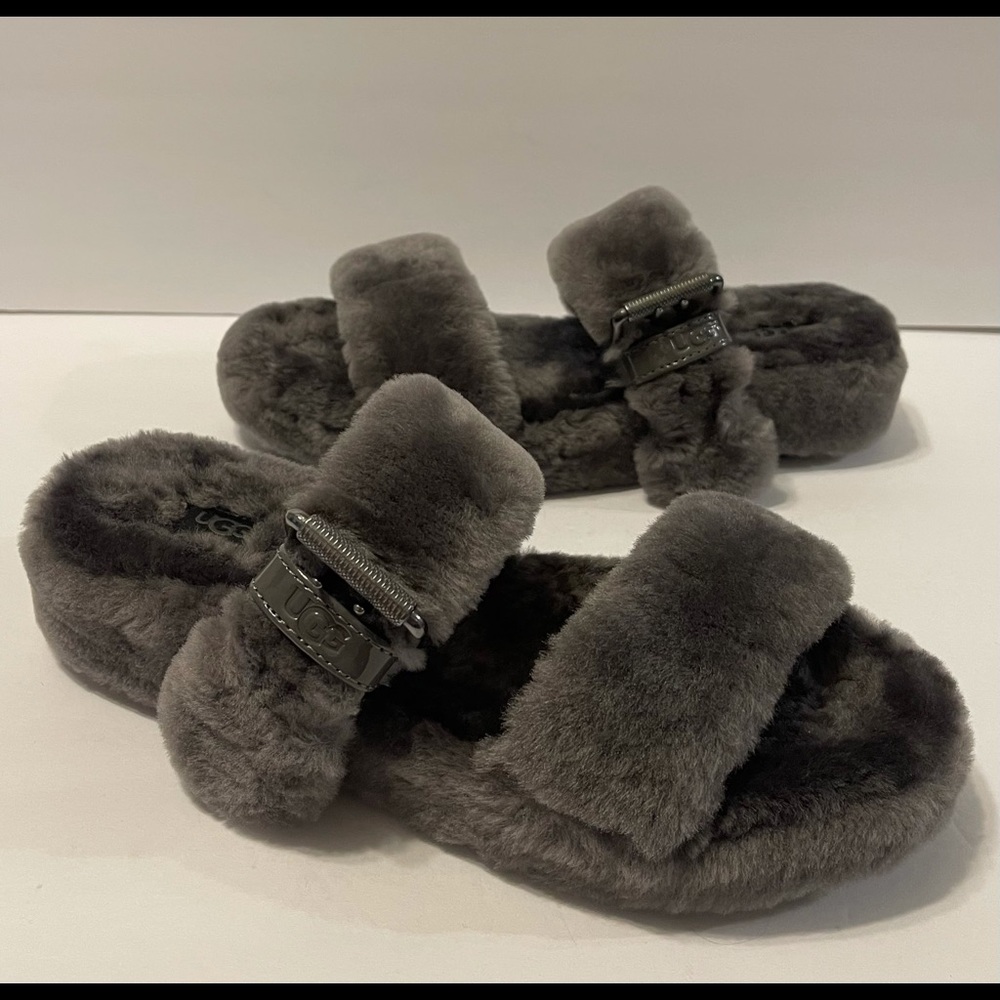 Ugg Fuzz Yeah Slides Charcoal Size 10 - image 2